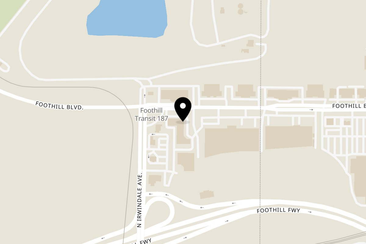 Map showing the location of Tacos los gordos estilo tijuana on 6625 N Calle Eva Miranda in Azusa